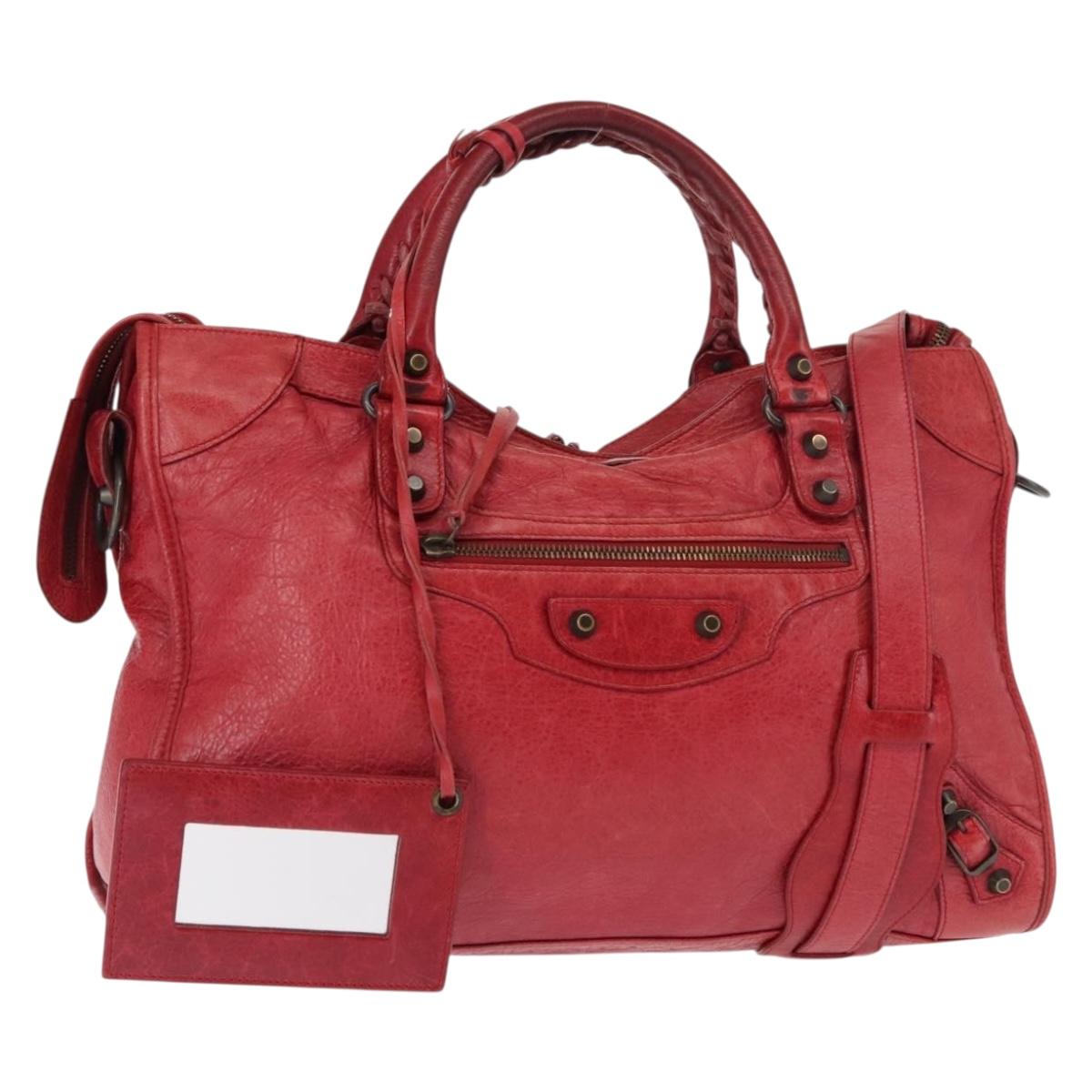 BALENCIAGA The City Hand Bag Leather Red 115748 Auth ep10949