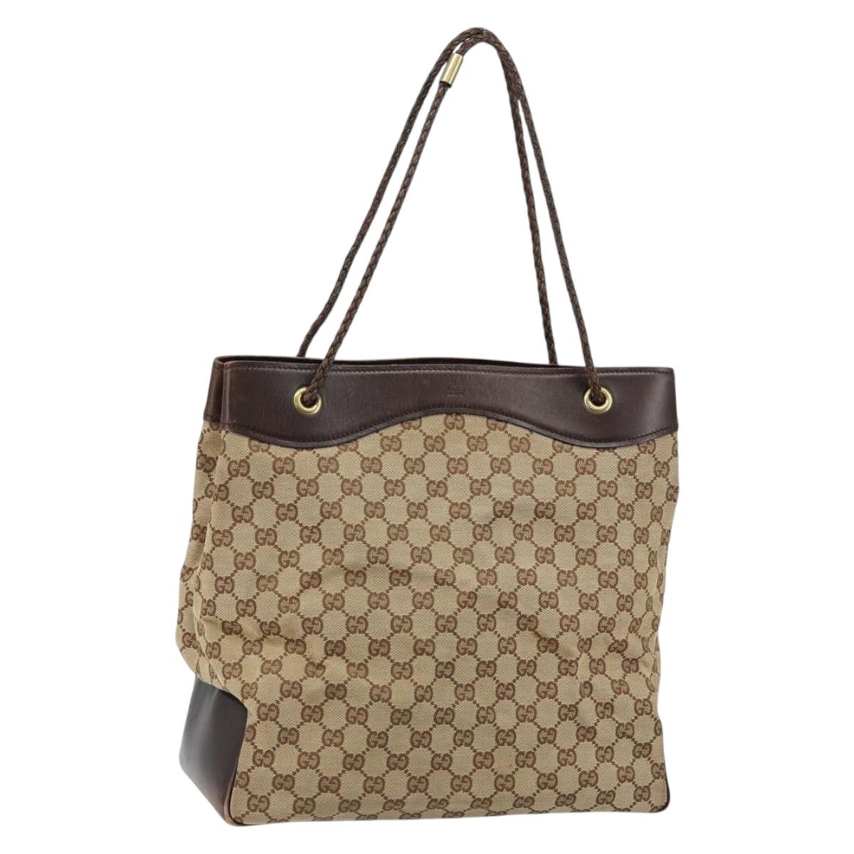 GUCCI GG Canvas Tote Bag Beige Auth ep10953