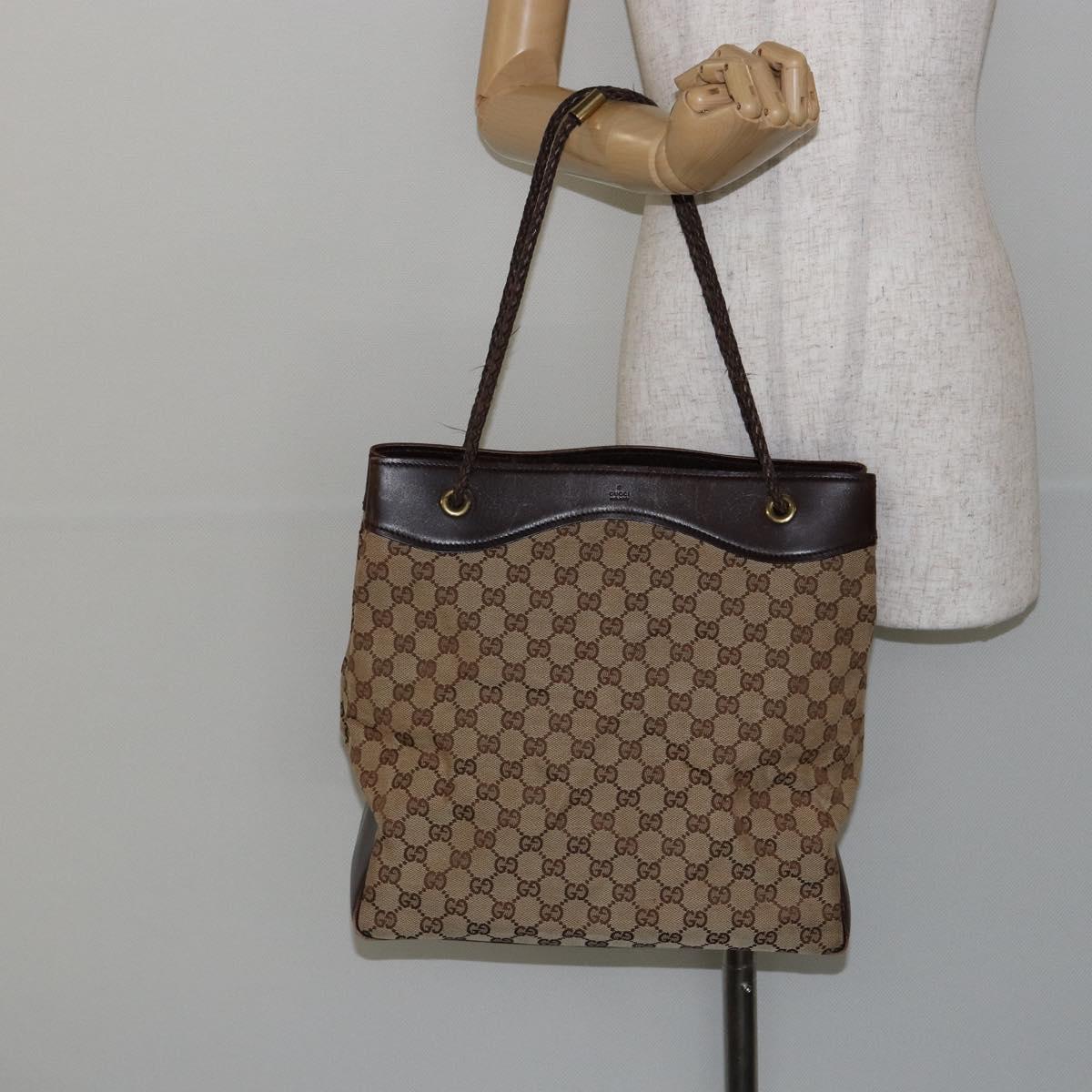GUCCI GG Canvas Tote Bag Beige Auth ep10953