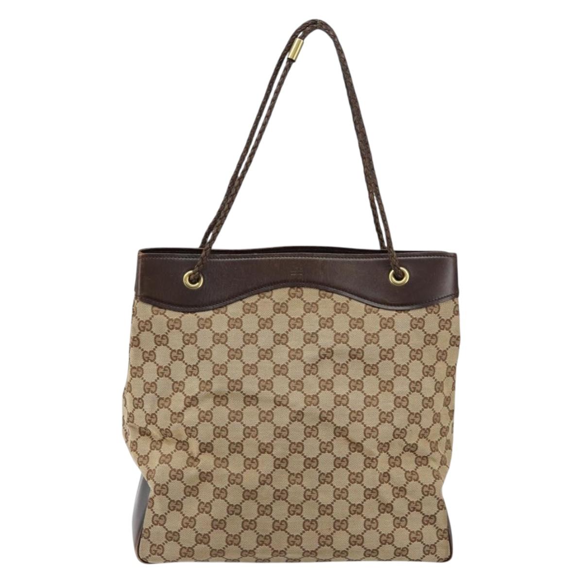 GUCCI GG Canvas Tote Bag Beige Auth ep10953