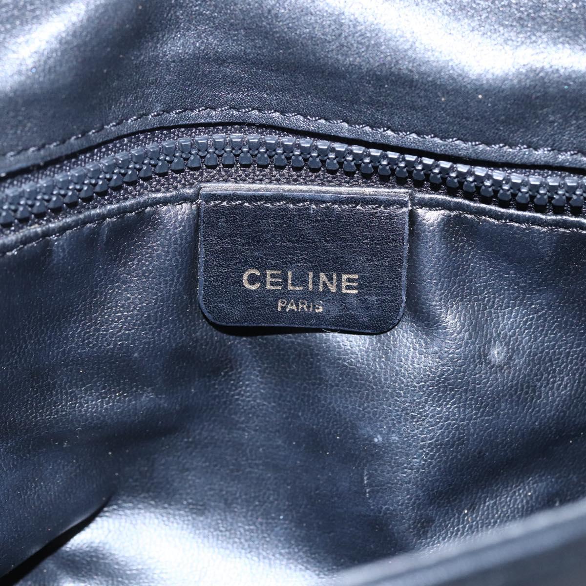 CELINE Shoulder Bag Leather Black Gold Auth ep10956