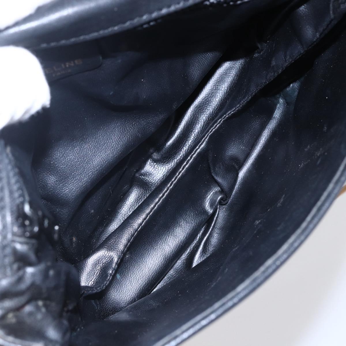 CELINE Shoulder Bag Leather Black Gold Auth ep10956