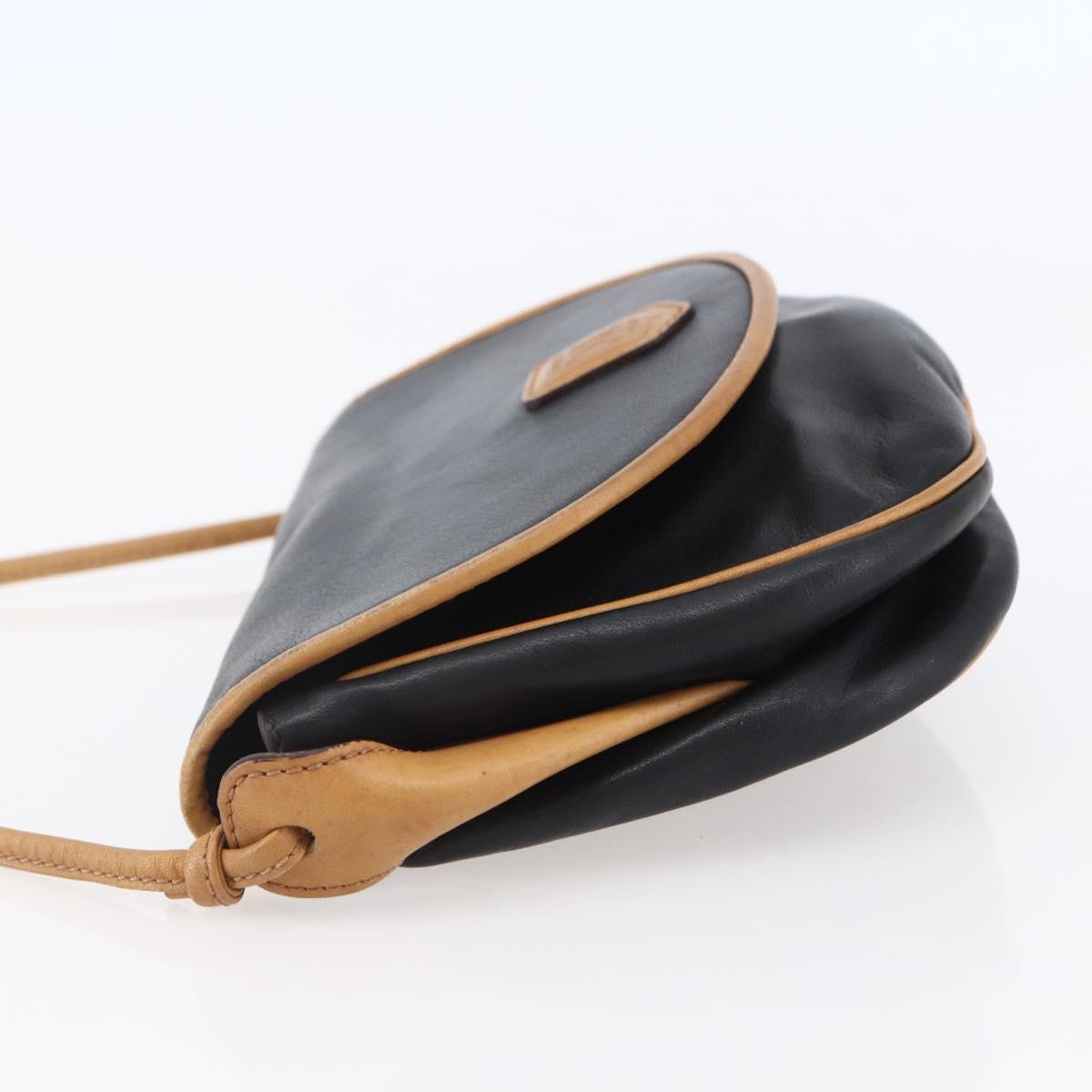 CELINE Shoulder Bag Leather Black Gold Auth ep10956