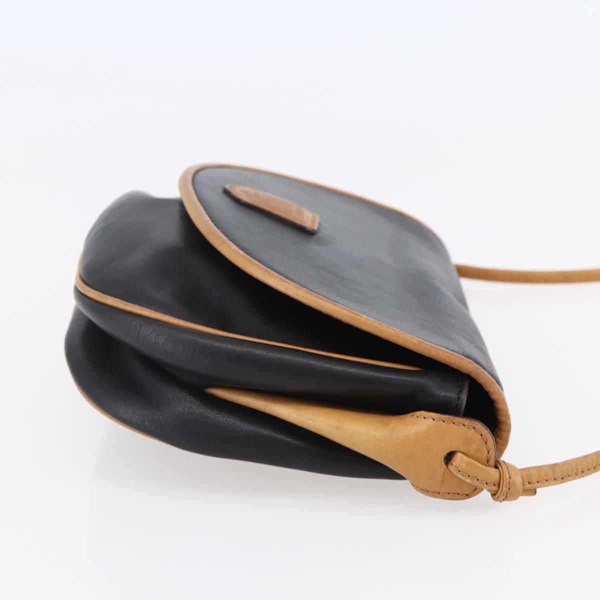 CELINE Shoulder Bag Leather Black Gold Auth ep10956