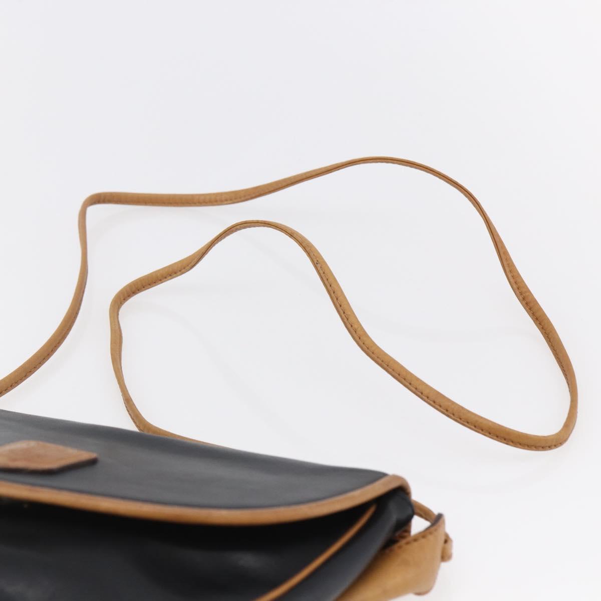CELINE Shoulder Bag Leather Black Gold Auth ep10956