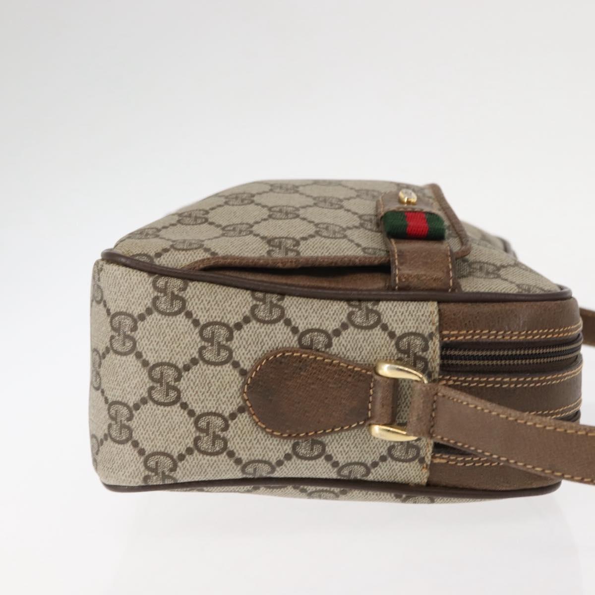 GUCCI GG Supreme Web Sherry Line Bag PVC Beige Gold 904 02 049 Auth ep10959