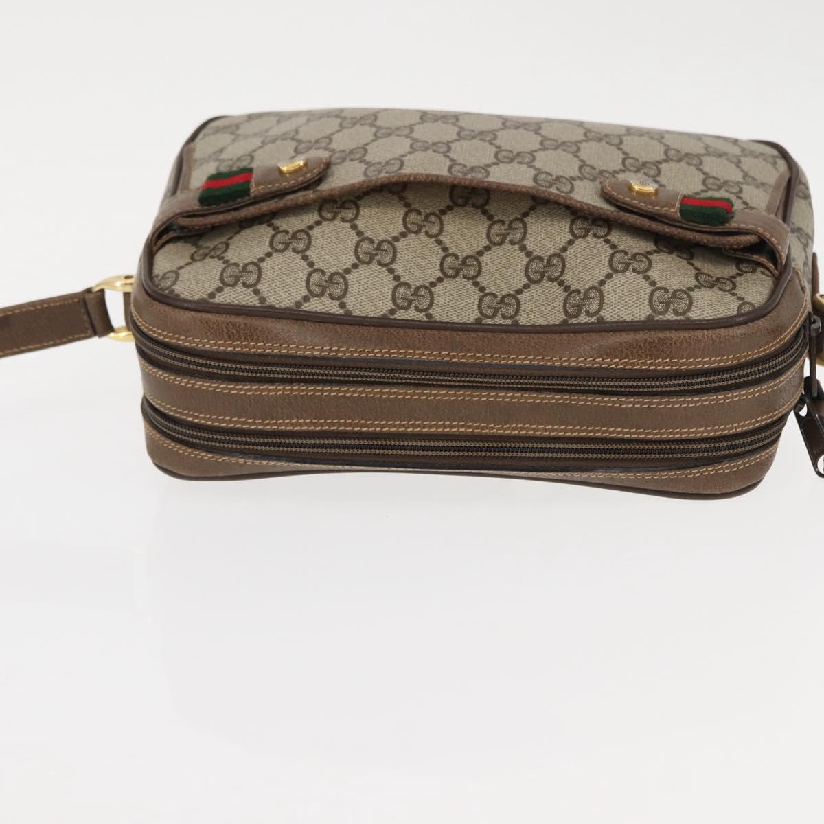 GUCCI GG Supreme Web Sherry Line Bag PVC Beige Gold 904 02 049 Auth ep10959