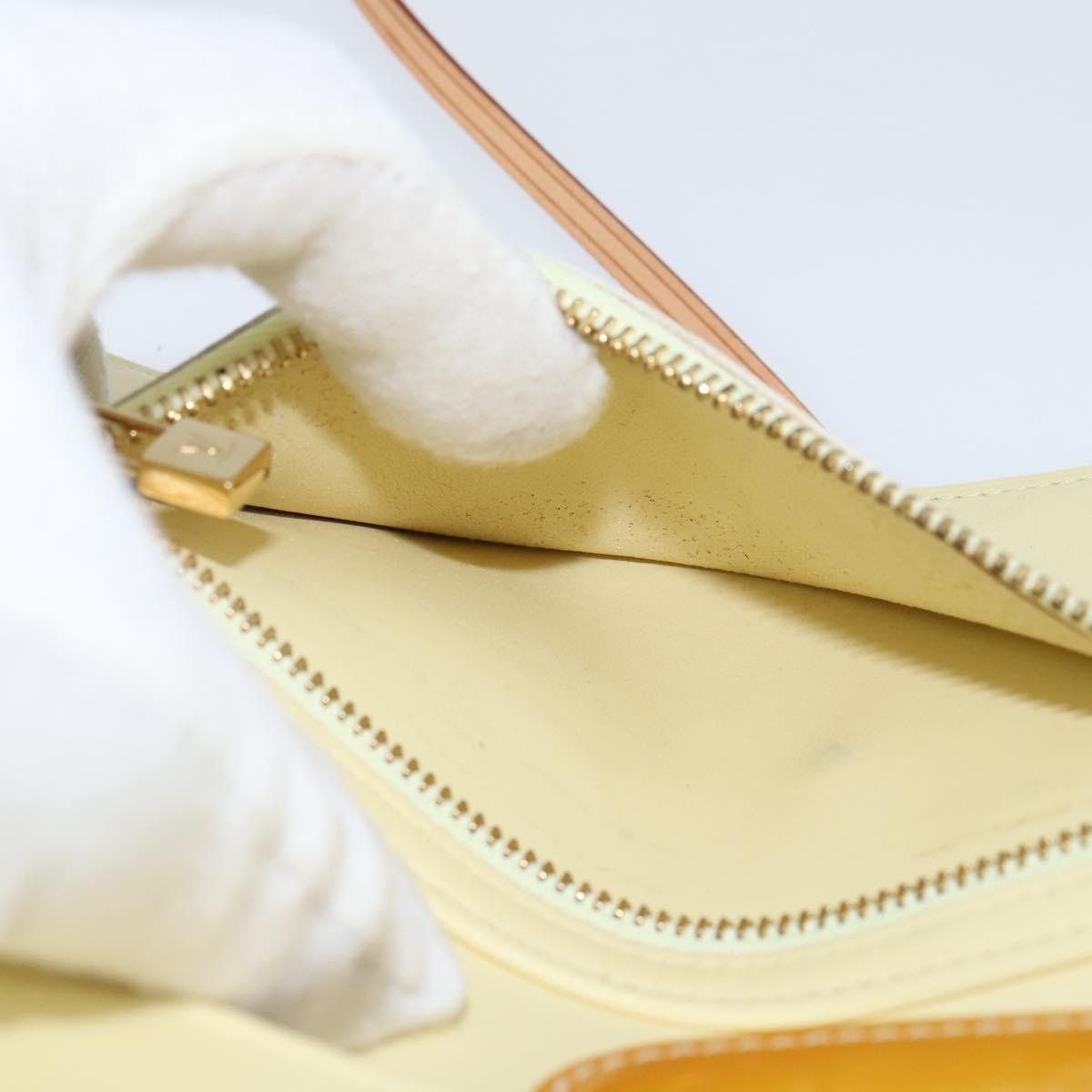 LOUIS VUITTON Monogram Vernis Walker Wallet Lime Yellow M91074 LV Auth ep10966