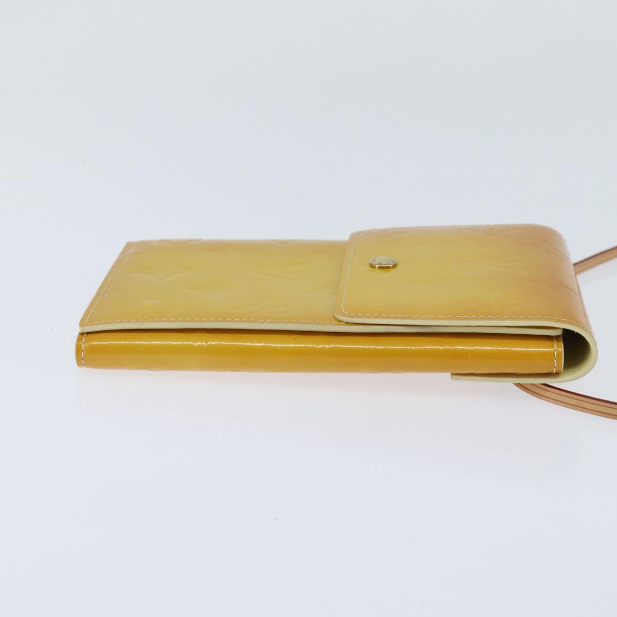 LOUIS VUITTON Monogram Vernis Walker Wallet Lime Yellow M91074 LV Auth ep10966