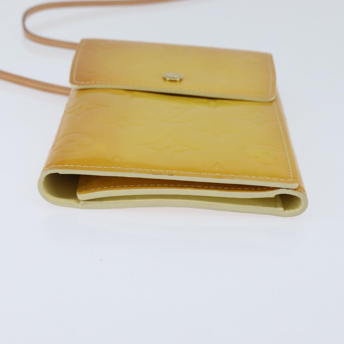 LOUIS VUITTON Monogram Vernis Walker Wallet Lime Yellow M91074 LV Auth ep10966