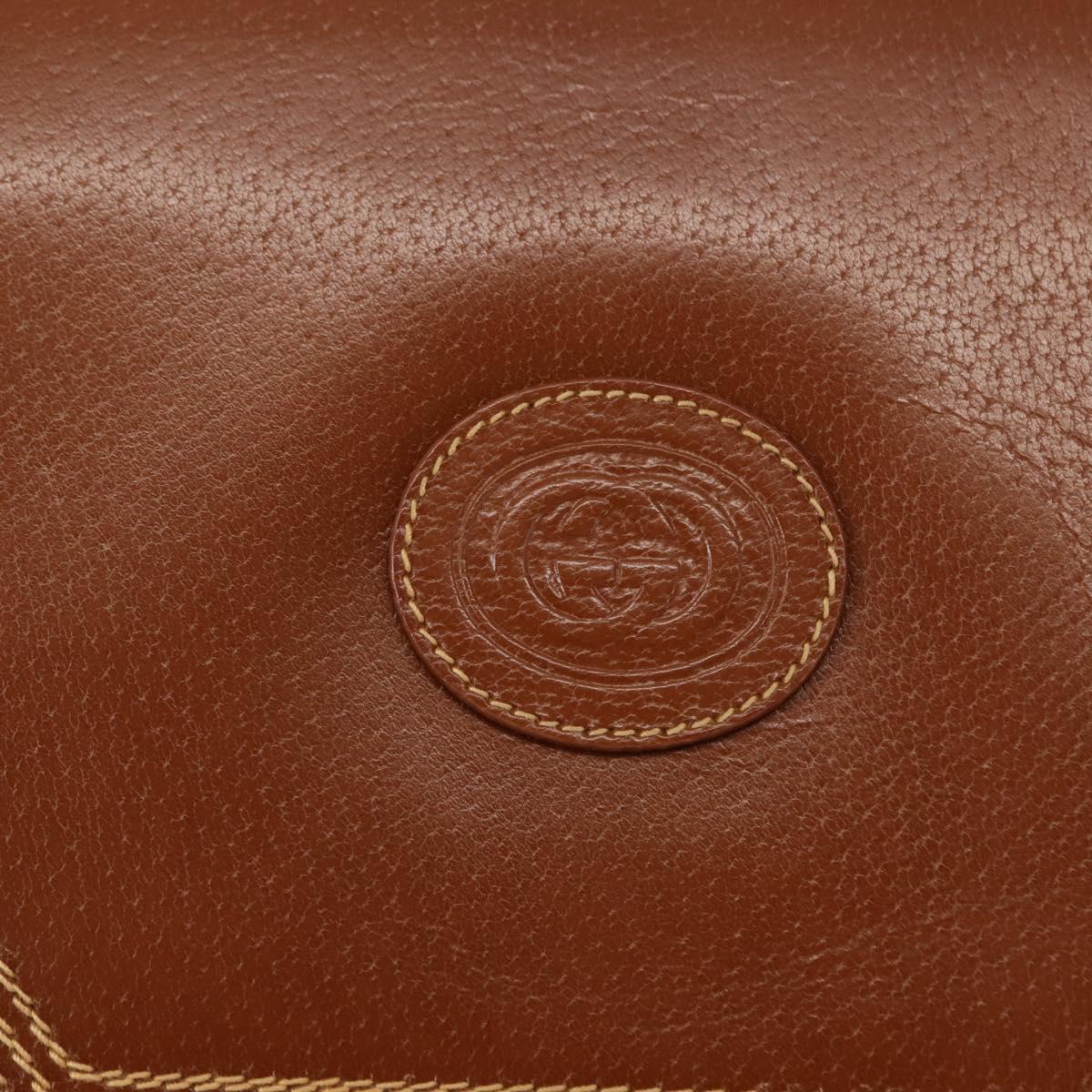 GUCCI Shoulder Bag Leather Brown Auth ep10968