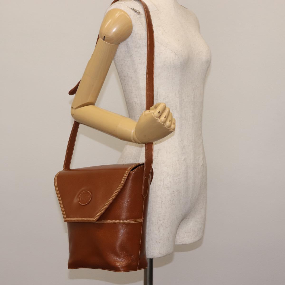 GUCCI Shoulder Bag Leather Brown Auth ep10968