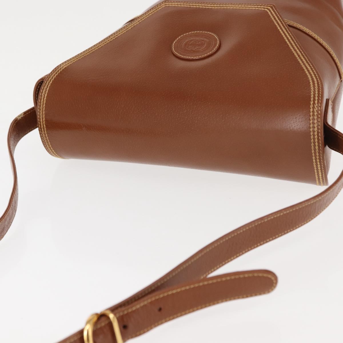 GUCCI Shoulder Bag Leather Brown Auth ep10968