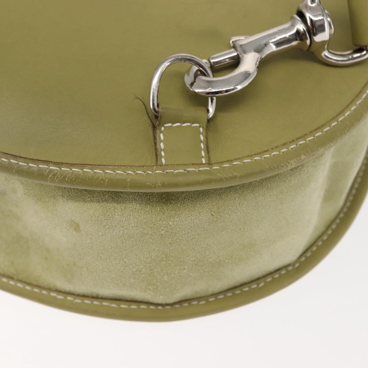 GUCCI Horsebit Shoulder Bag Suede Green Auth ep10969