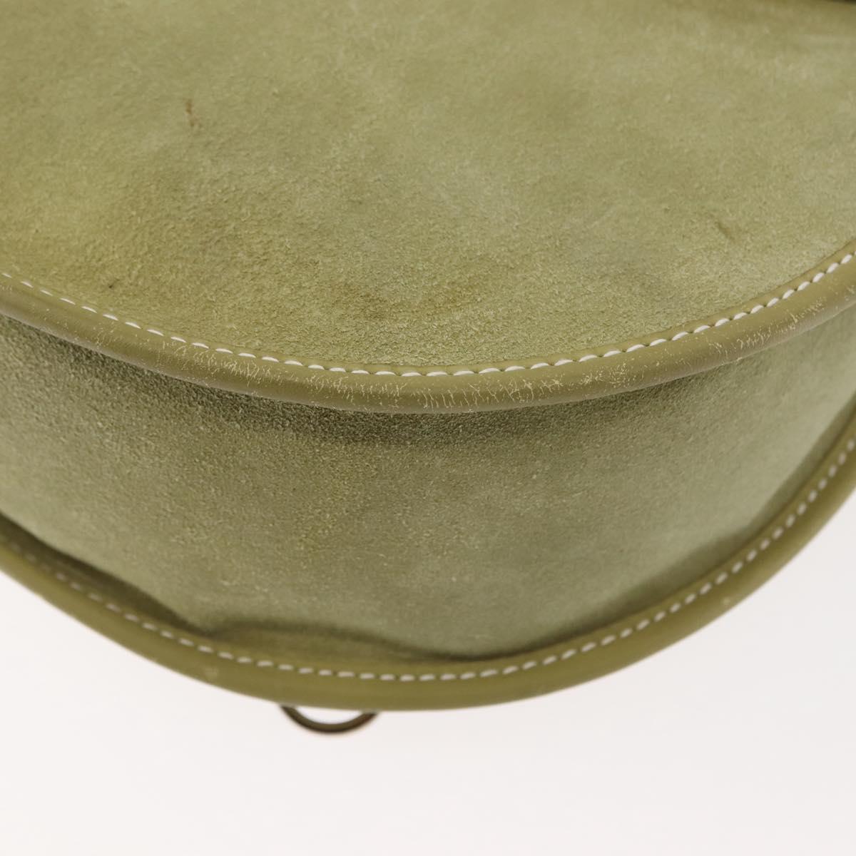 GUCCI Horsebit Shoulder Bag Suede Green Auth ep10969