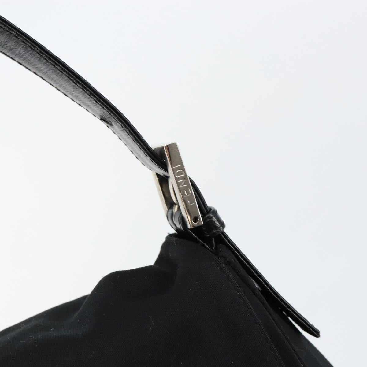 FENDI Mamma Baguette Shoulder Bag Nylon Black Silver Auth ep10970