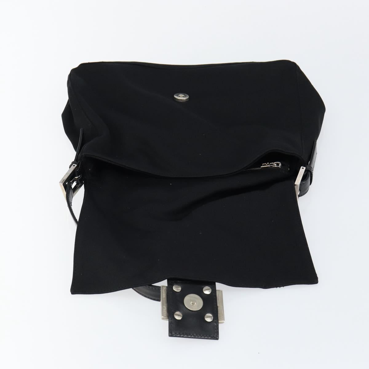 FENDI Mamma Baguette Shoulder Bag Nylon Black Silver Auth ep10970