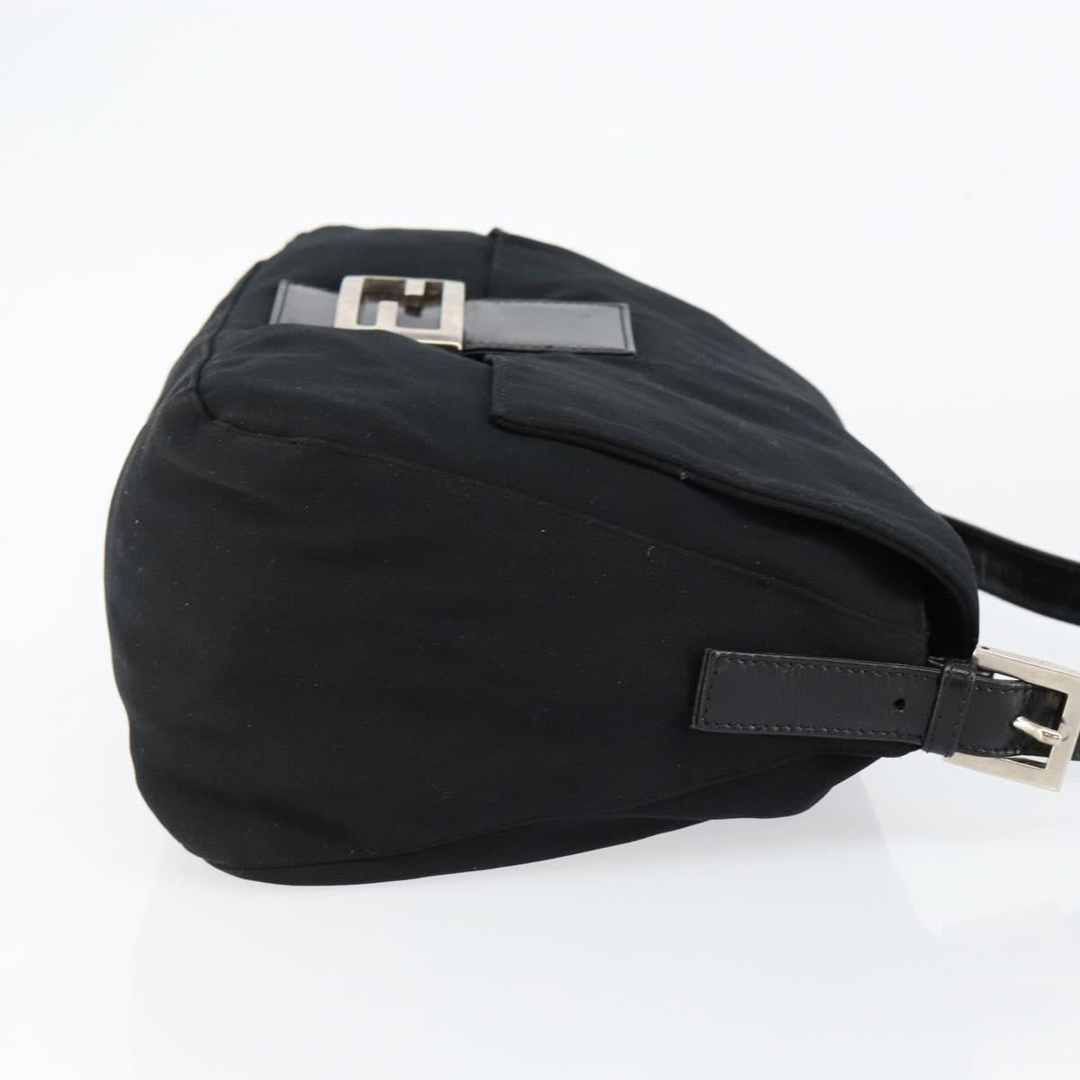 FENDI Mamma Baguette Shoulder Bag Nylon Black Silver Auth ep10970