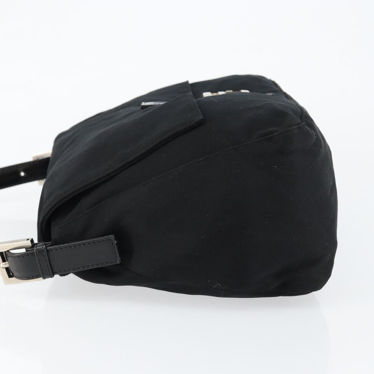 FENDI Mamma Baguette Shoulder Bag Nylon Black Silver Auth ep10970