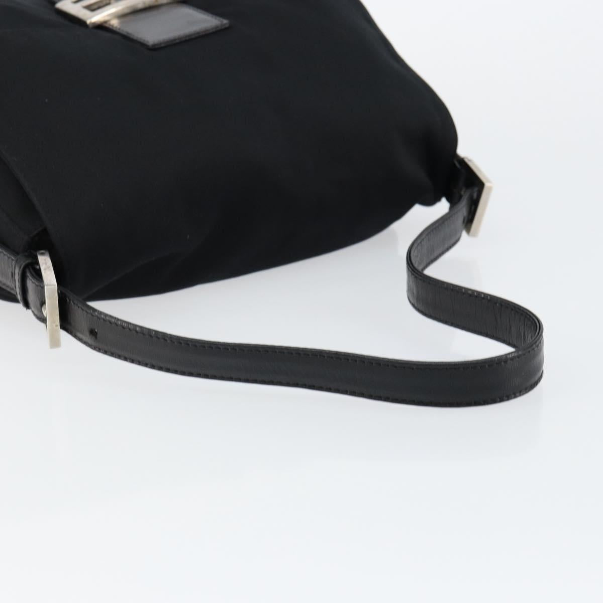 FENDI Mamma Baguette Shoulder Bag Nylon Black Silver Auth ep10970