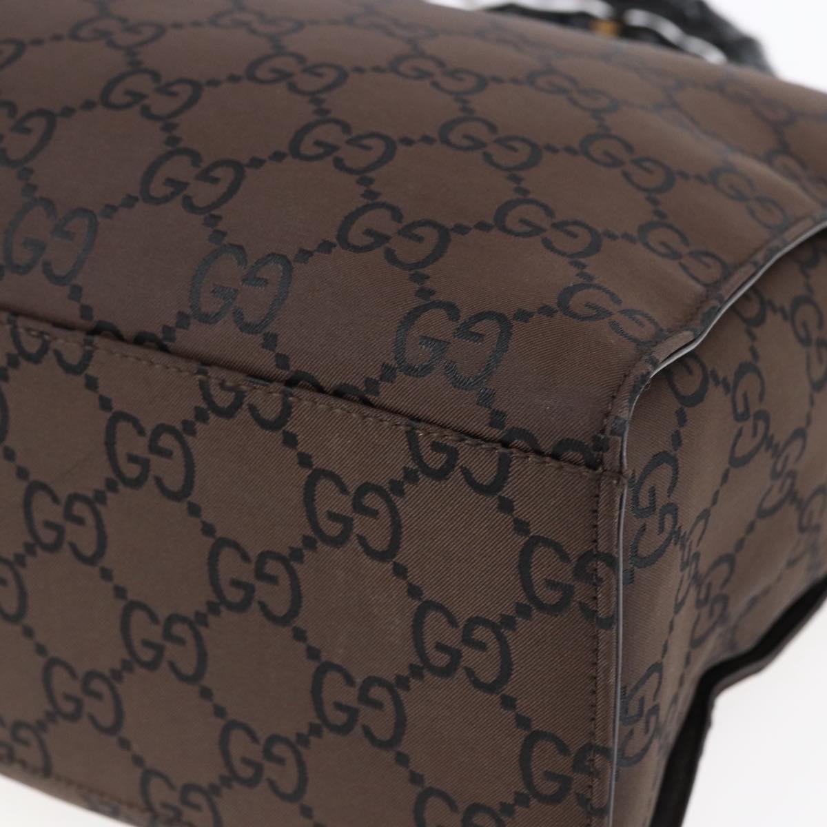 GUCCI GG Canvas Bamboo Hand Bag Nylon Brown Auth ep10973