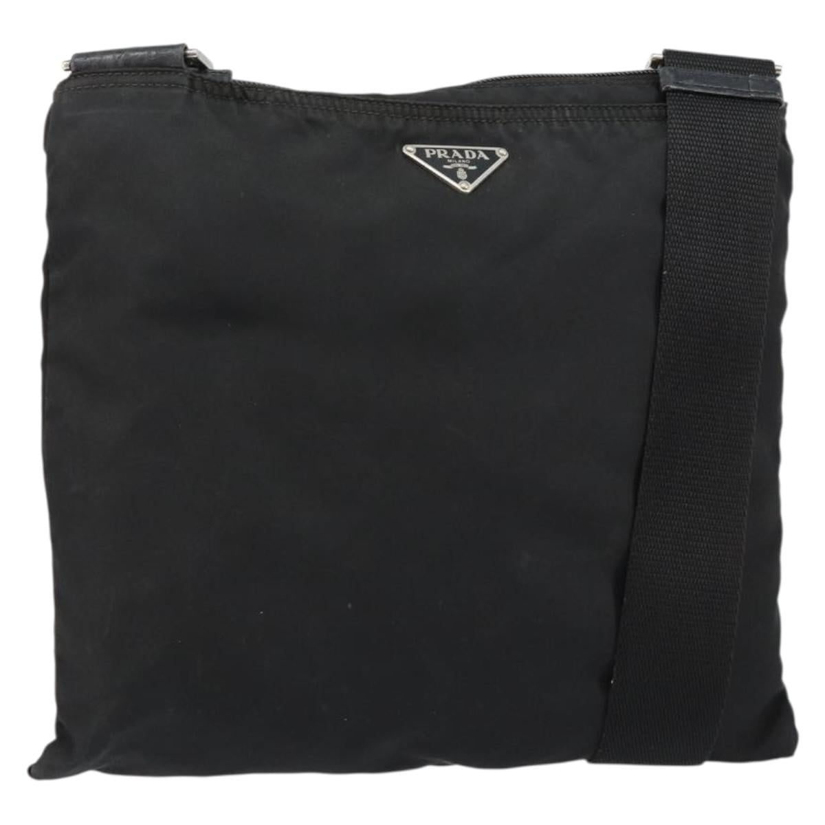 PRADA Shoulder Bag Nylon Black Silver Auth ep10975