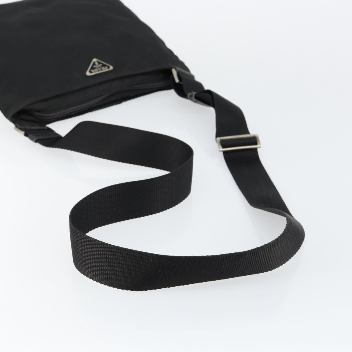 PRADA Shoulder Bag Nylon Black Silver Auth ep10975