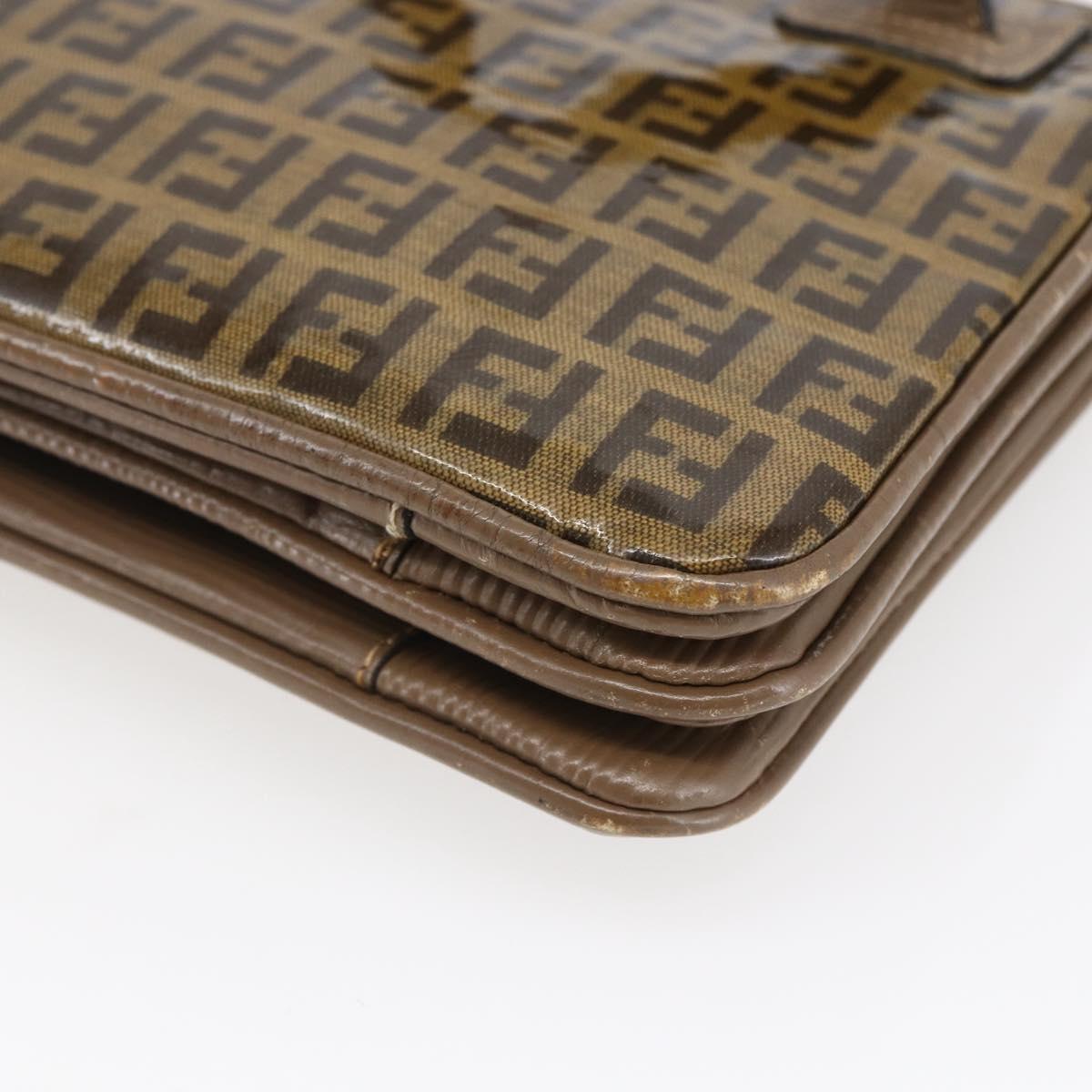 FENDI Zucchino Canvas Shoulder Bag Coated Canvas Beige Auth ep10976