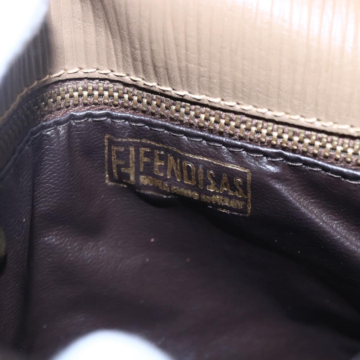 FENDI Zucchino Canvas Shoulder Bag Coated Canvas Beige Auth ep10976