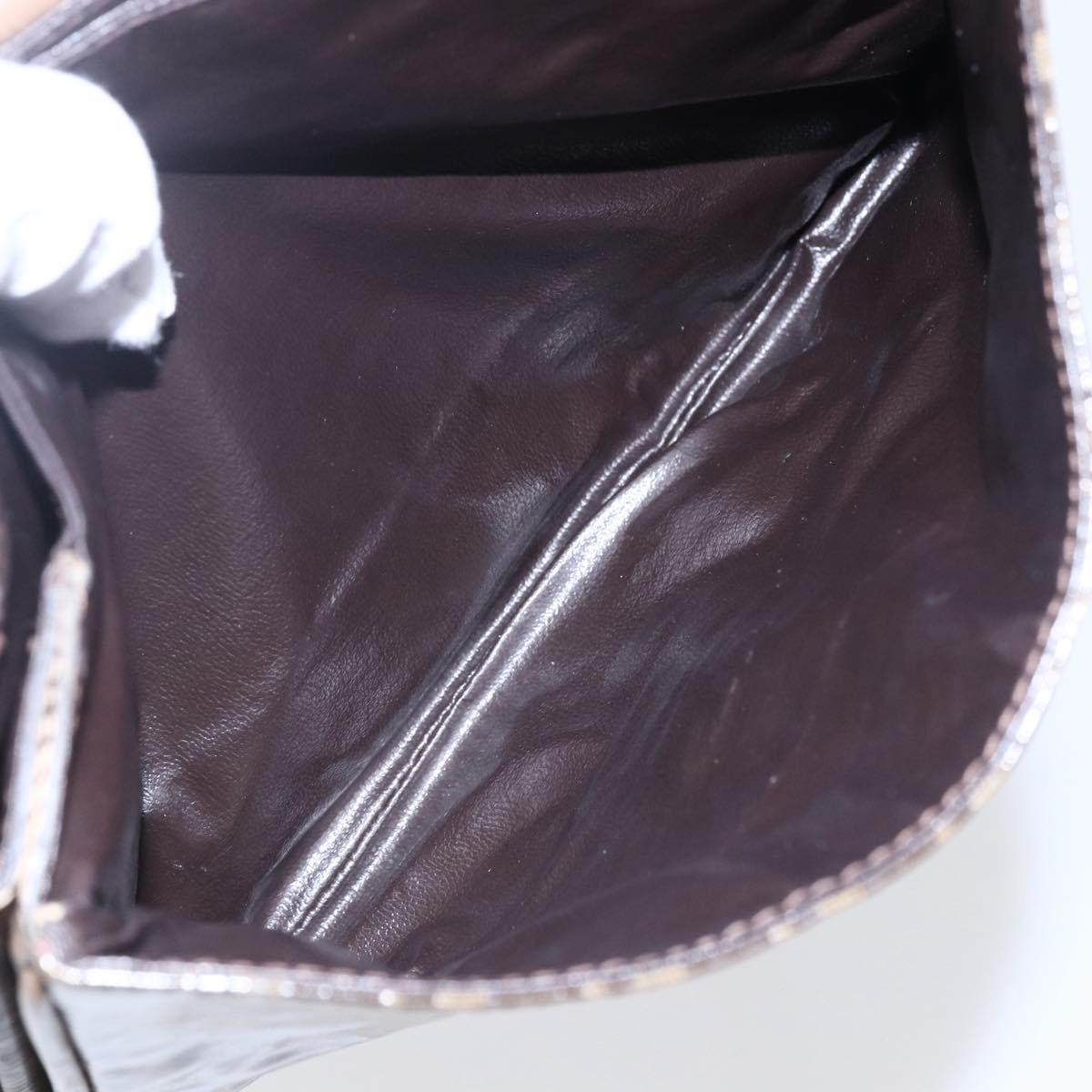 FENDI Zucchino Canvas Shoulder Bag Coated Canvas Beige Auth ep10976