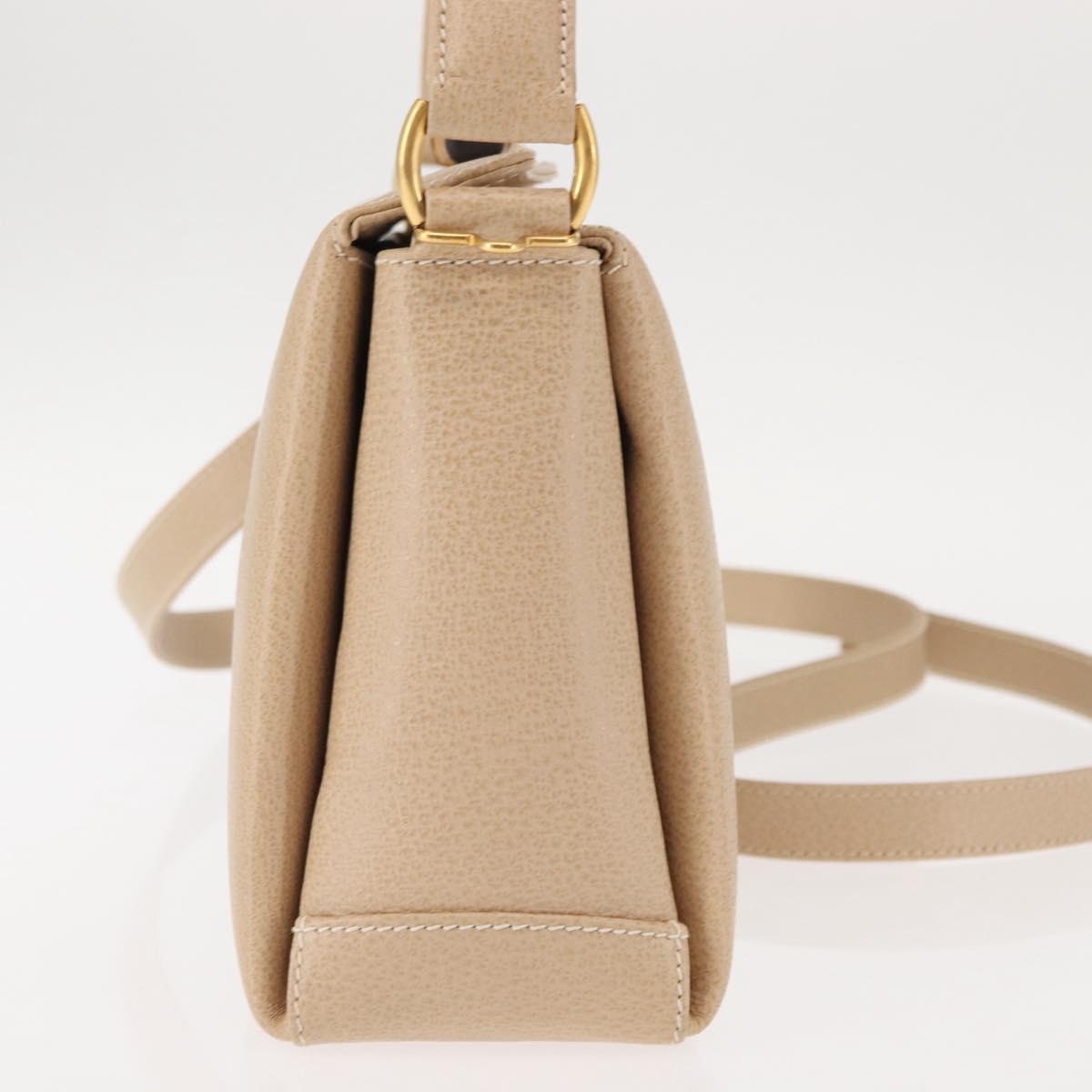 GUCCI Bamboo Hand Bag Leather 2way Beige Gold 000 781 0175 Auth ep10980