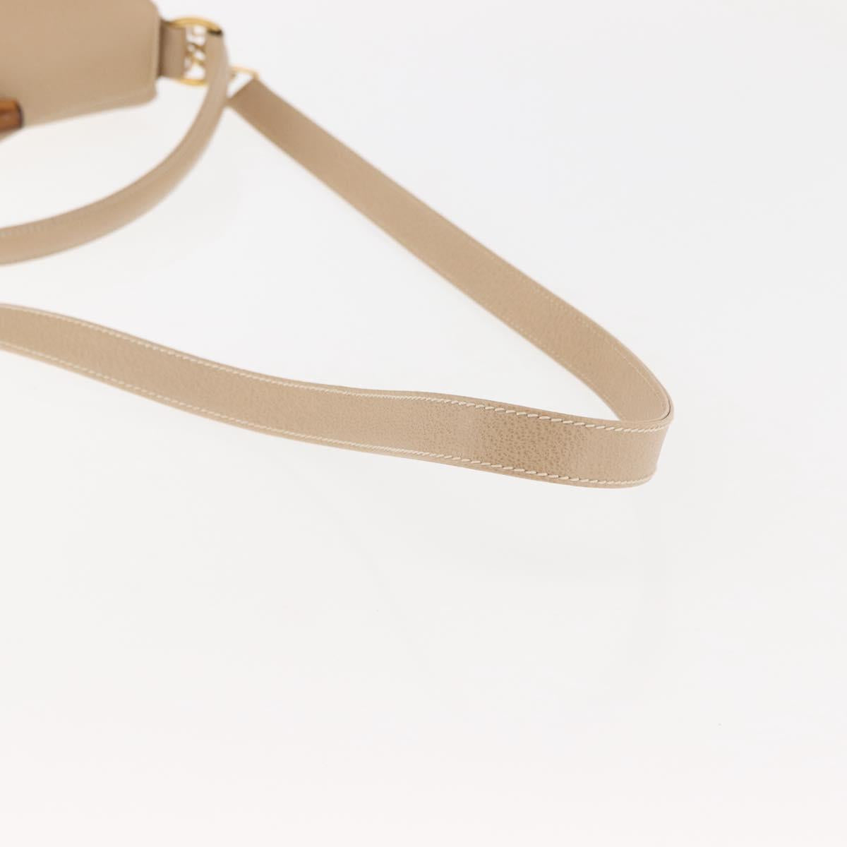 GUCCI Bamboo Hand Bag Leather 2way Beige Gold 000 781 0175 Auth ep10980