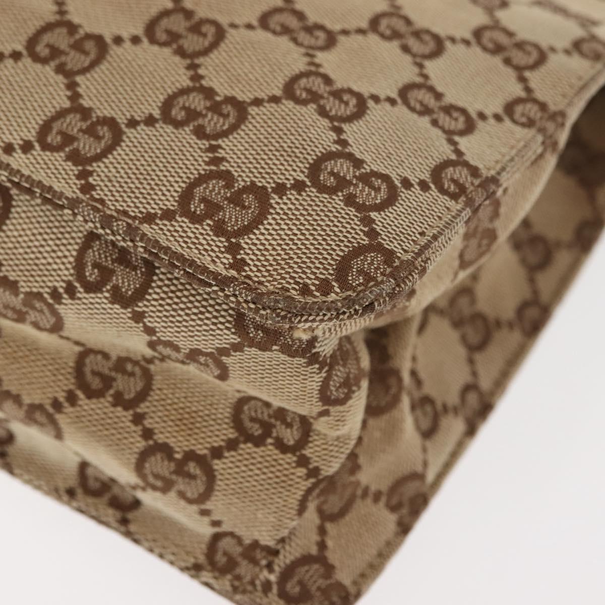 GUCCI GG Canvas Shoulder Bag Beige Silver 120841 Auth ep10981