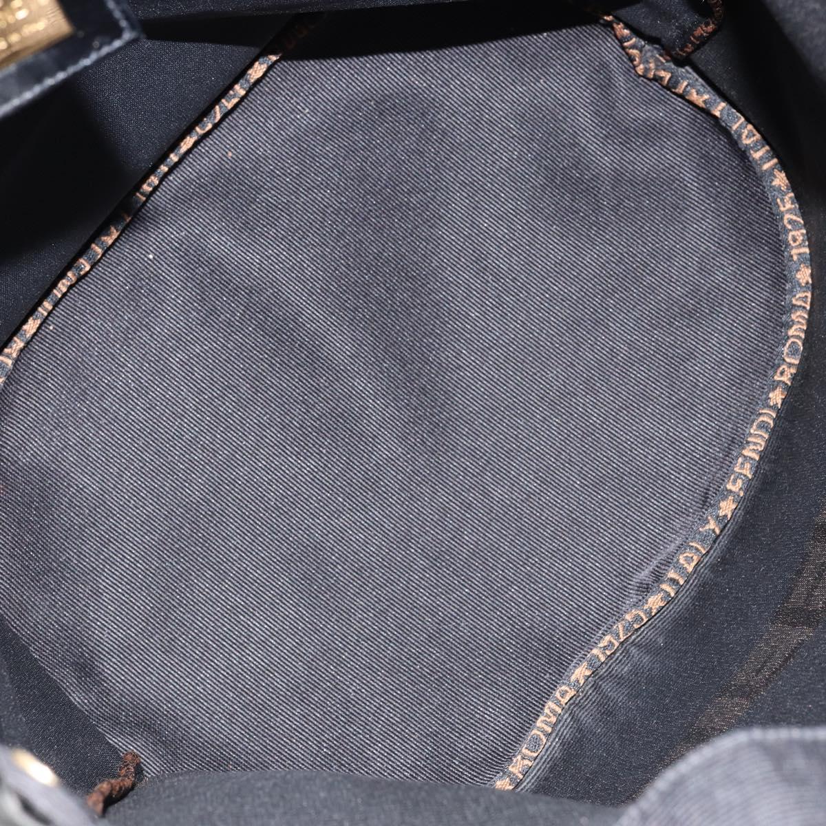 FENDI Hand Bag Nylon Black Gold Auth ep10985