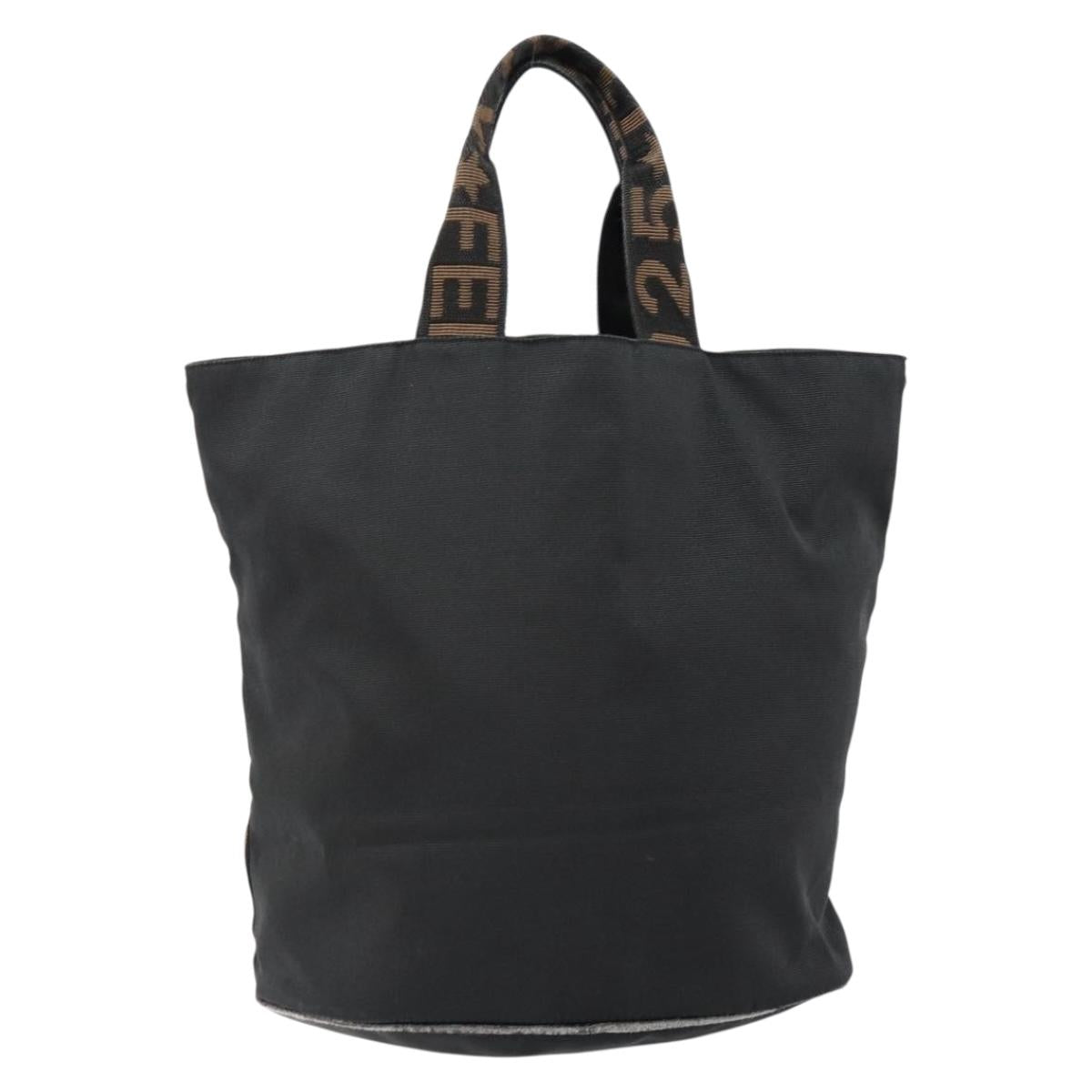 FENDI Hand Bag Nylon Black Gold Auth ep10985