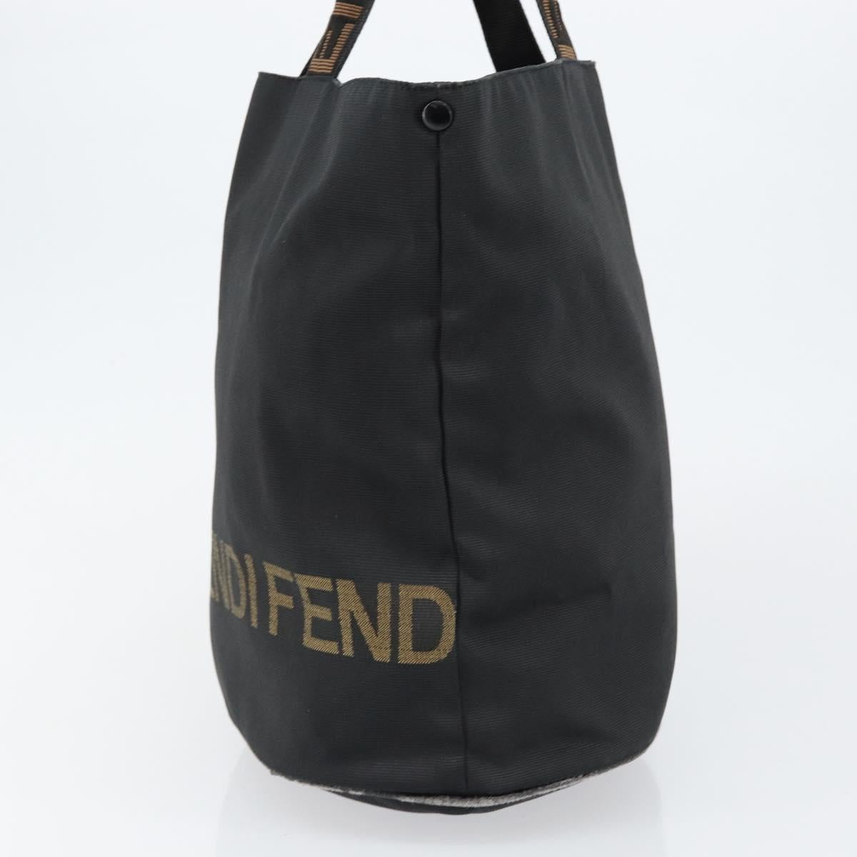 FENDI Hand Bag Nylon Black Gold Auth ep10985