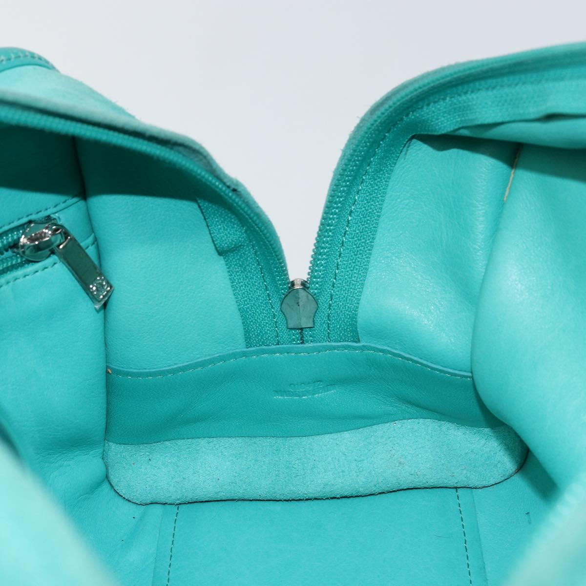 LOEWE Anagram Americana 28 Bag Suede Leather Turquoise Blue Silver Auth ep10988