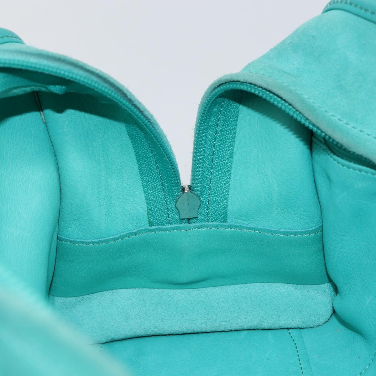 LOEWE Anagram Americana 28 Bag Suede Leather Turquoise Blue Silver Auth ep10988