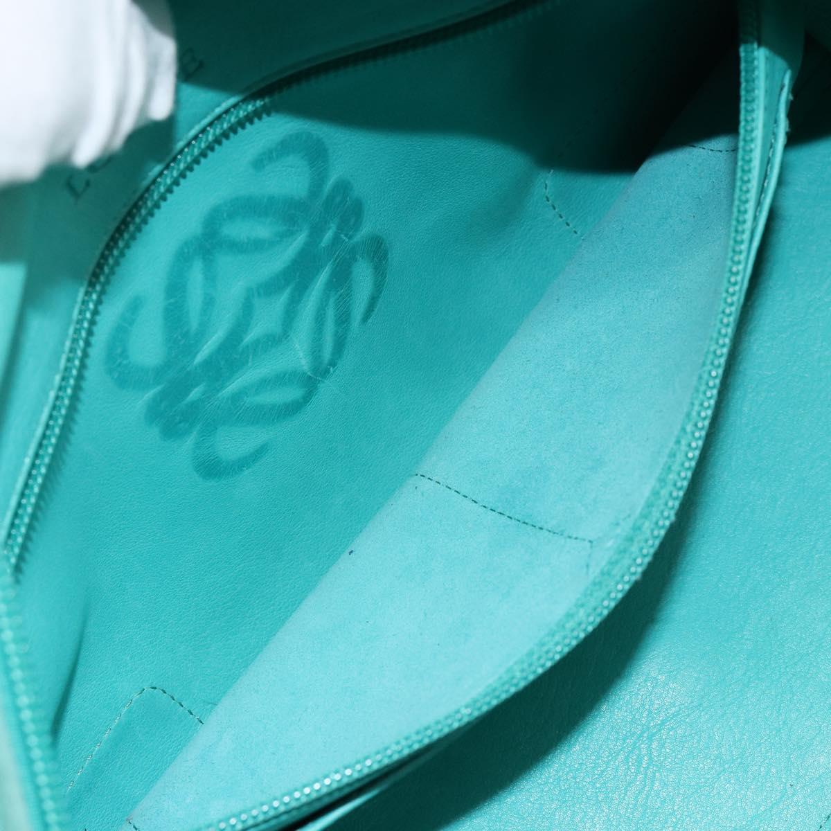 LOEWE Anagram Americana 28 Bag Suede Leather Turquoise Blue Silver Auth ep10988