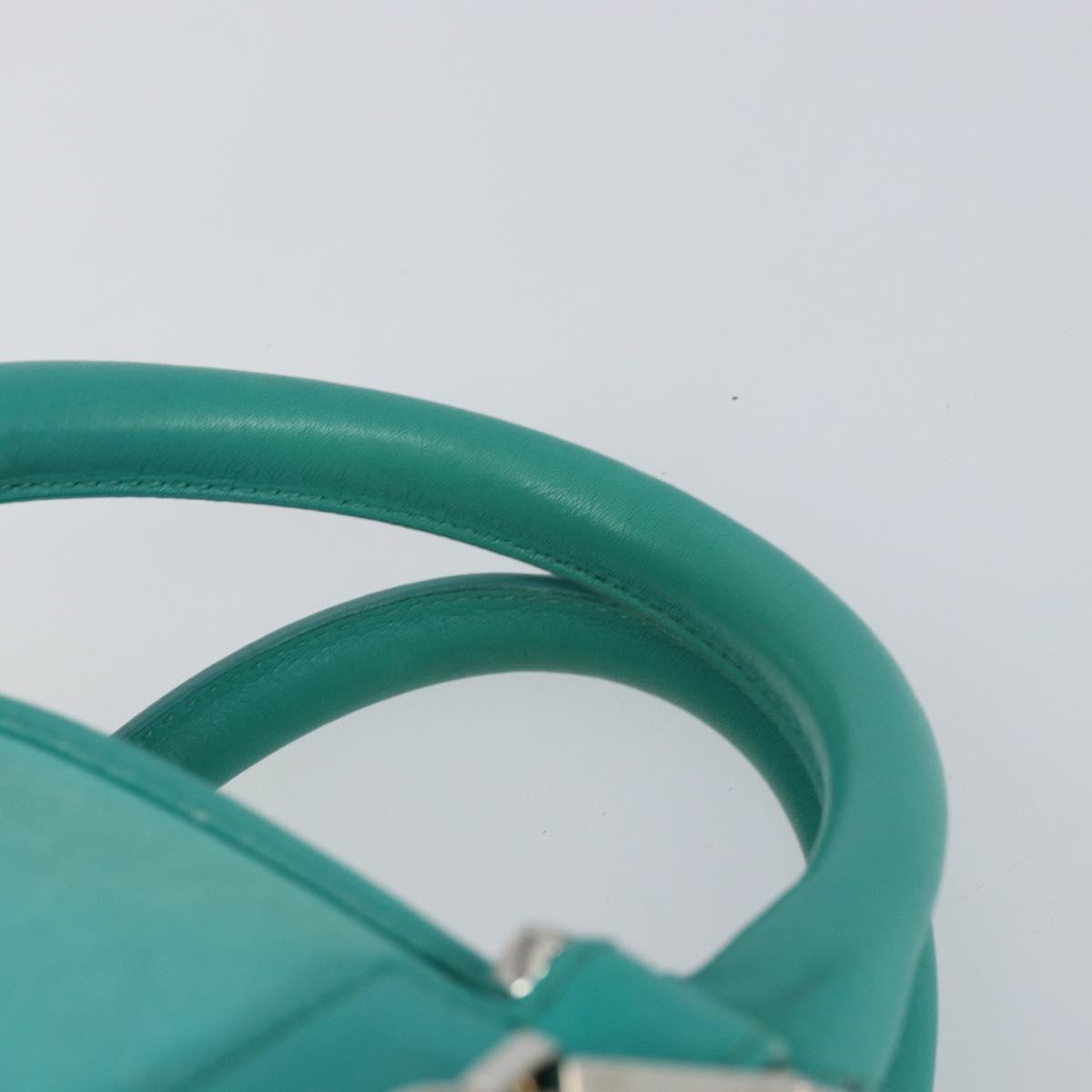 LOEWE Anagram Americana 28 Bag Suede Leather Turquoise Blue Silver Auth ep10988