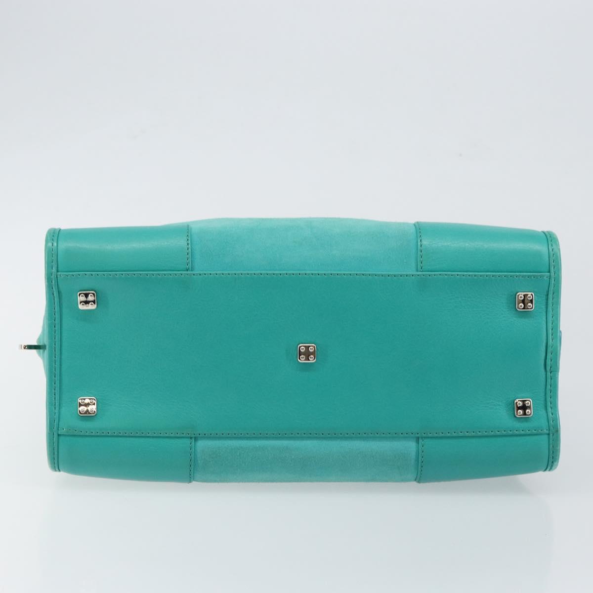 LOEWE Anagram Americana 28 Bag Suede Leather Turquoise Blue Silver Auth ep10988