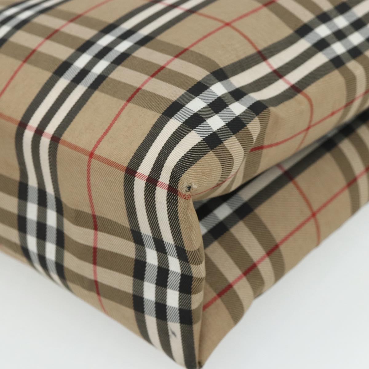 BURBERRY Nova Check Hand Bag Nylon Beige Auth ep1099