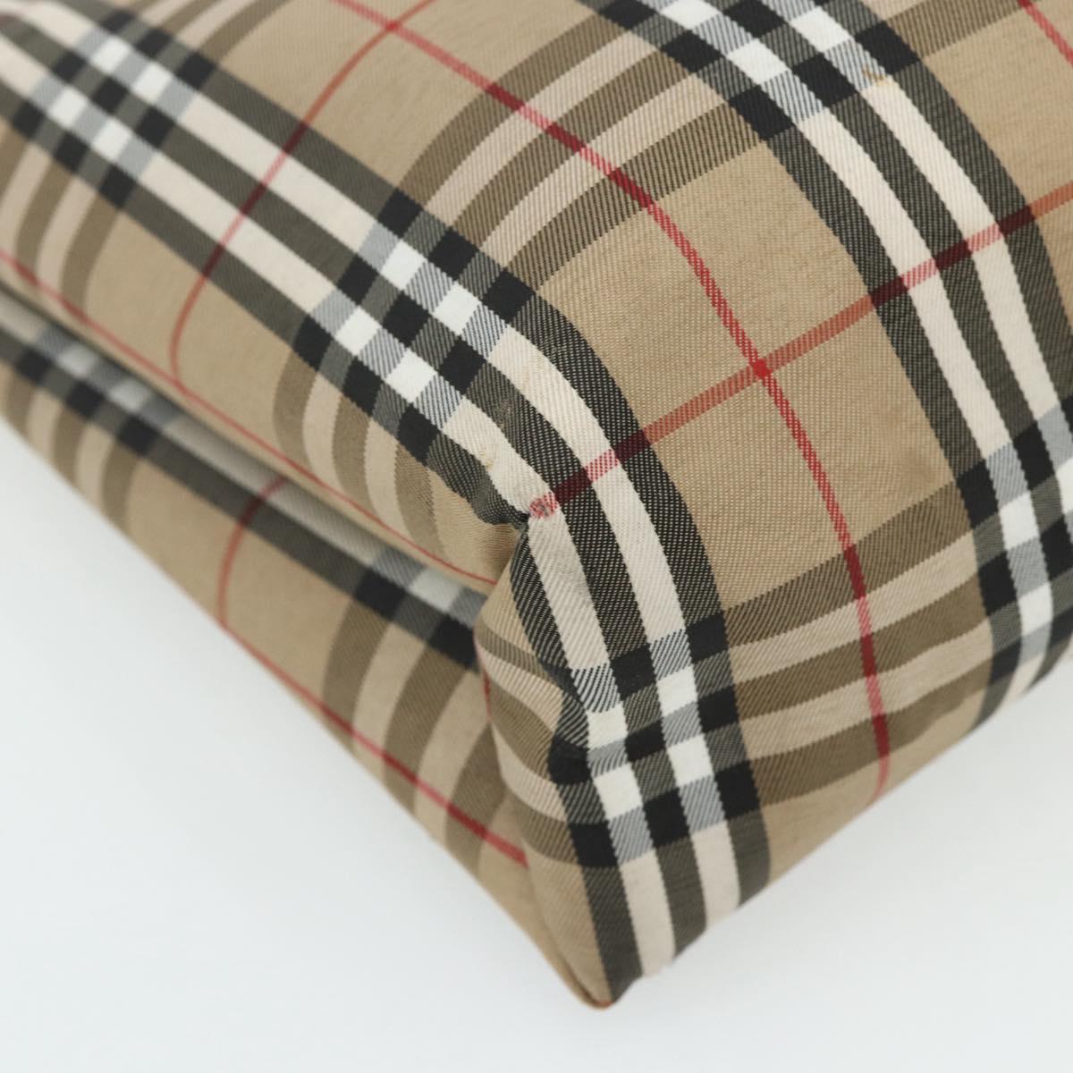 BURBERRY Nova Check Hand Bag Nylon Beige Auth ep1099