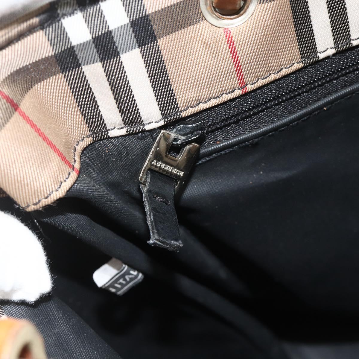 BURBERRY Nova Check Hand Bag Nylon Beige Auth ep1099