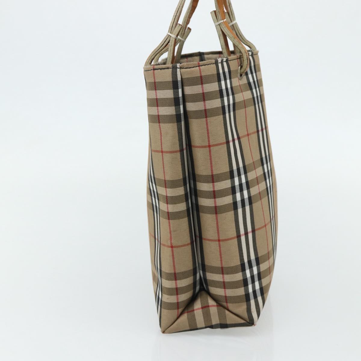 BURBERRY Nova Check Hand Bag Nylon Beige Auth ep1099