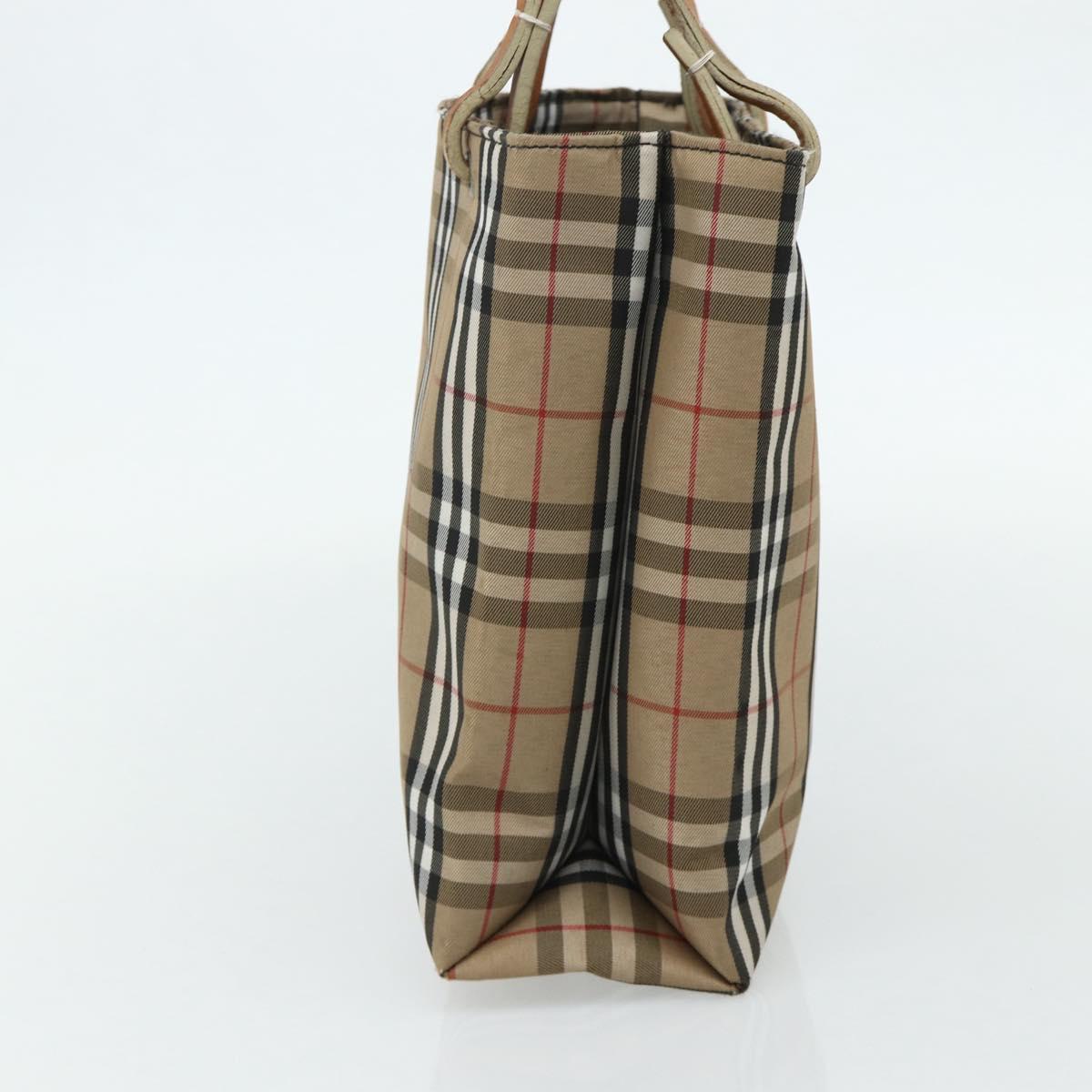 BURBERRY Nova Check Hand Bag Nylon Beige Auth ep1099