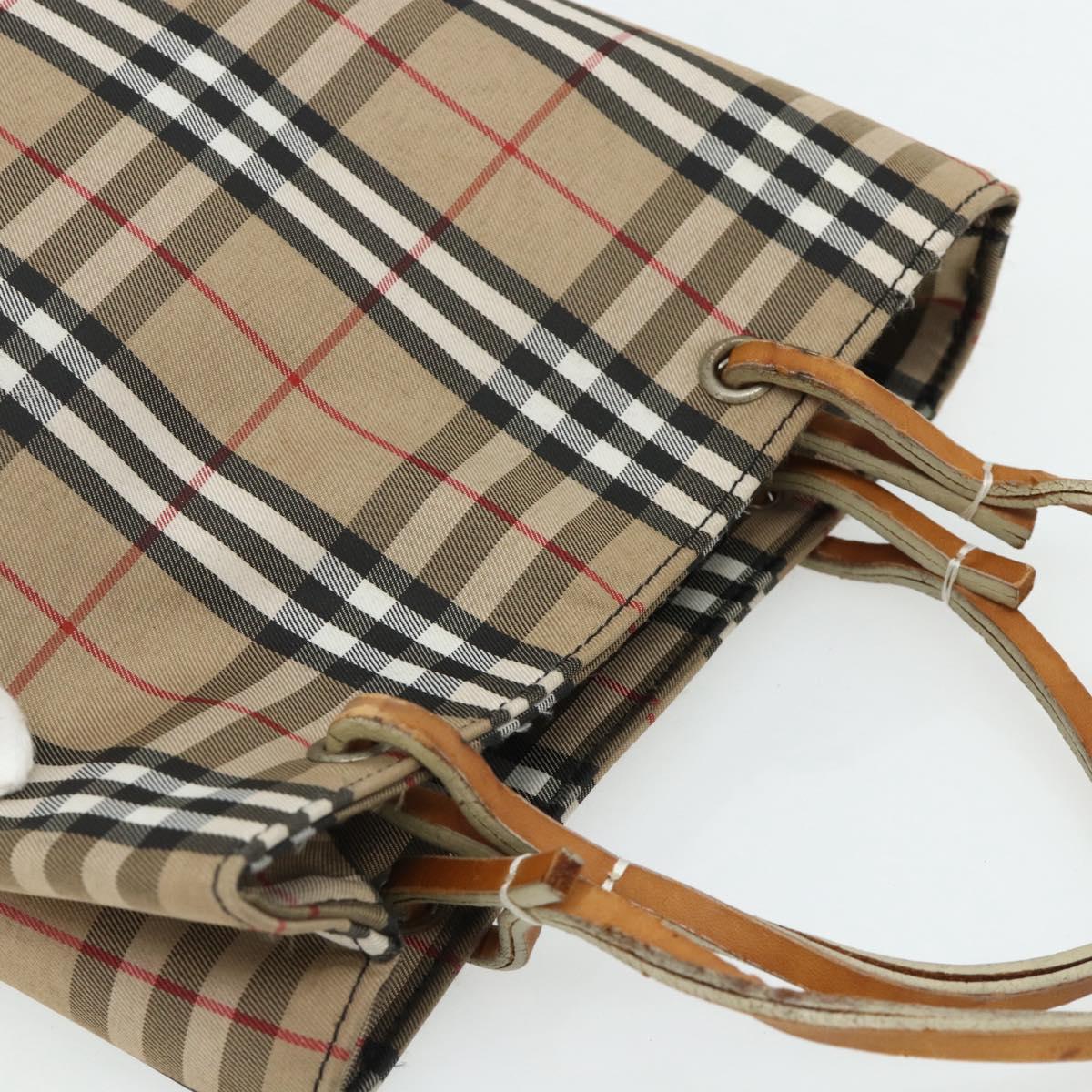 BURBERRY Nova Check Hand Bag Nylon Beige Auth ep1099