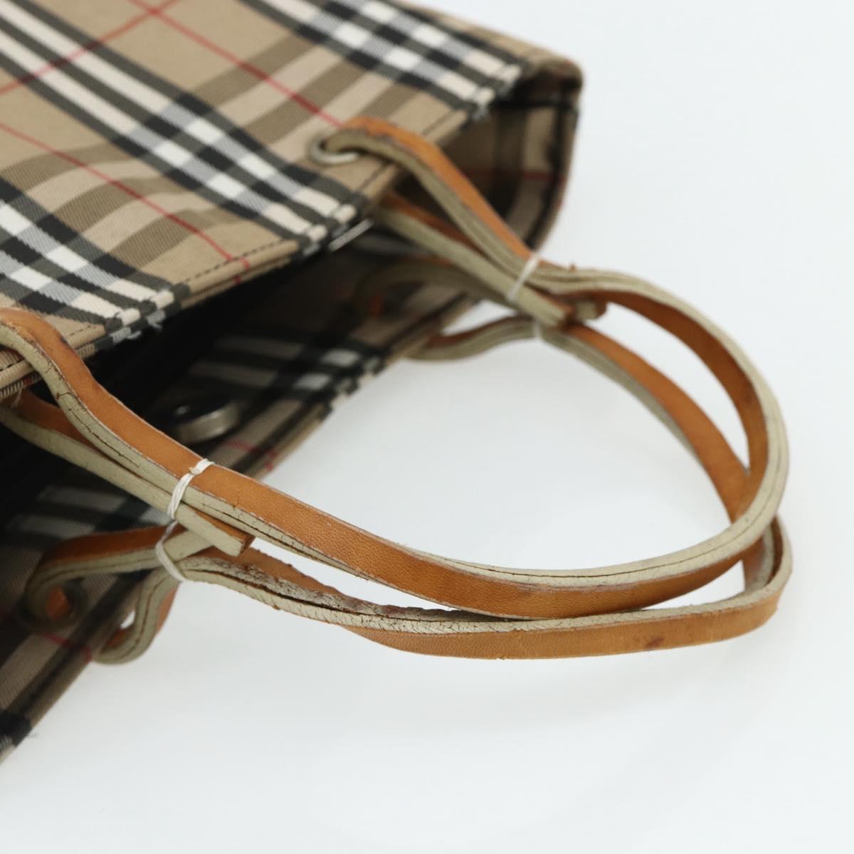 BURBERRY Nova Check Hand Bag Nylon Beige Auth ep1099