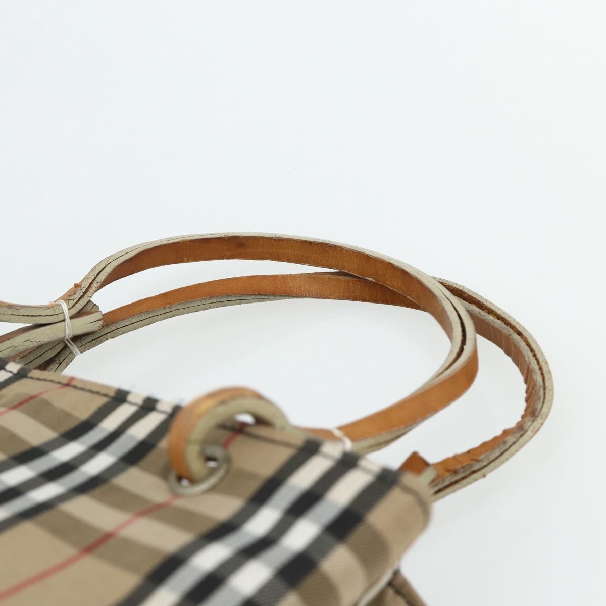 BURBERRY Nova Check Hand Bag Nylon Beige Auth ep1099