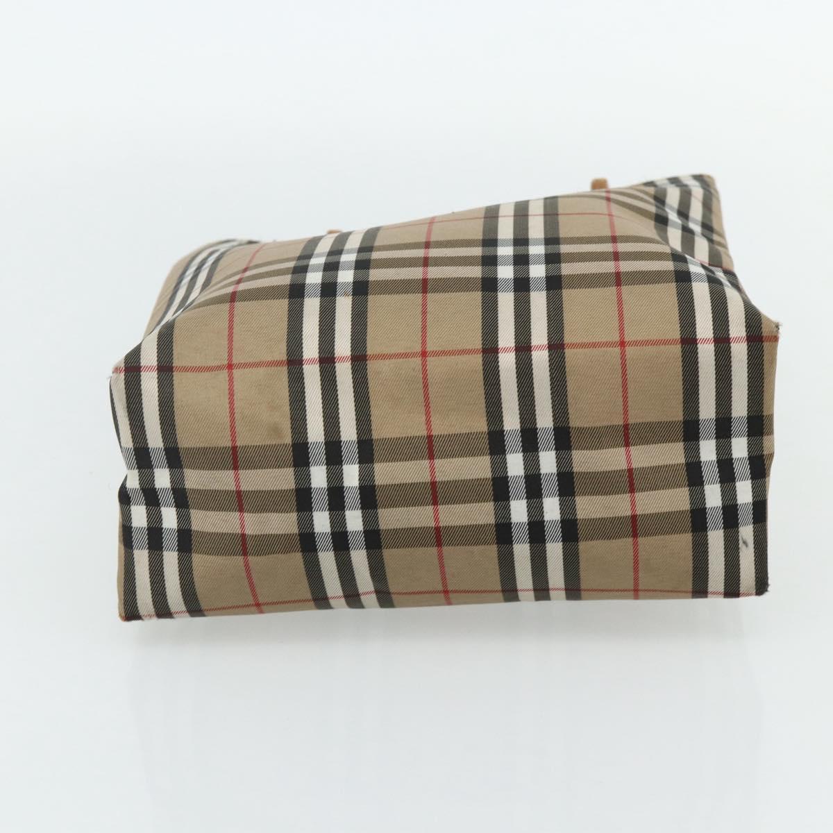 BURBERRY Nova Check Hand Bag Nylon Beige Auth ep1099